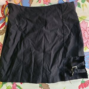 Black Buckle Detail Skirt